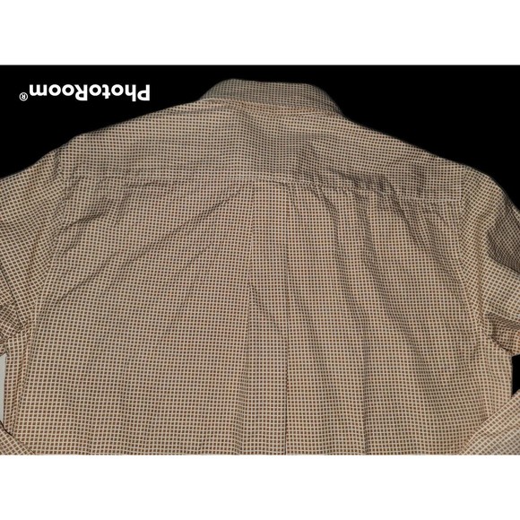 Journal Standard Mens Medium Slim Fit Dress Shirt Button Down Check White Orange - Picture 10 of 14